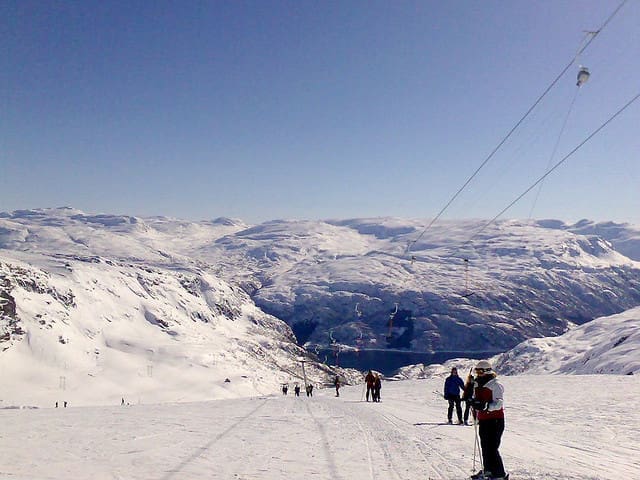 Skiers on a slope