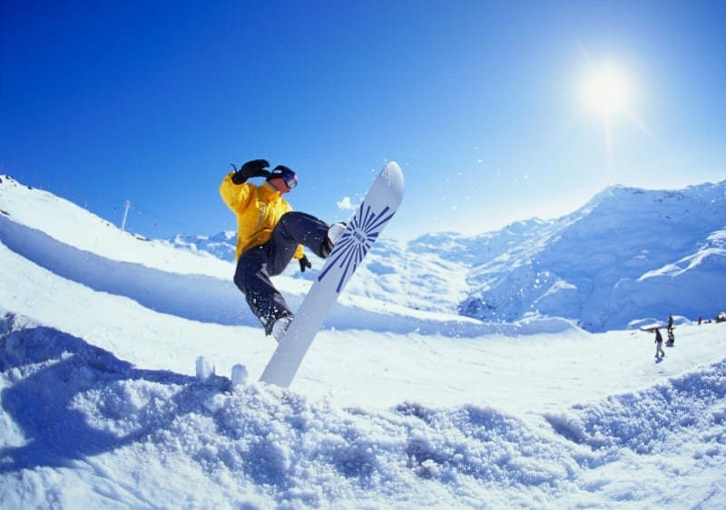 Snowboarder in action