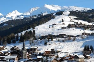 View from La Clusaz looking up to the ski runs