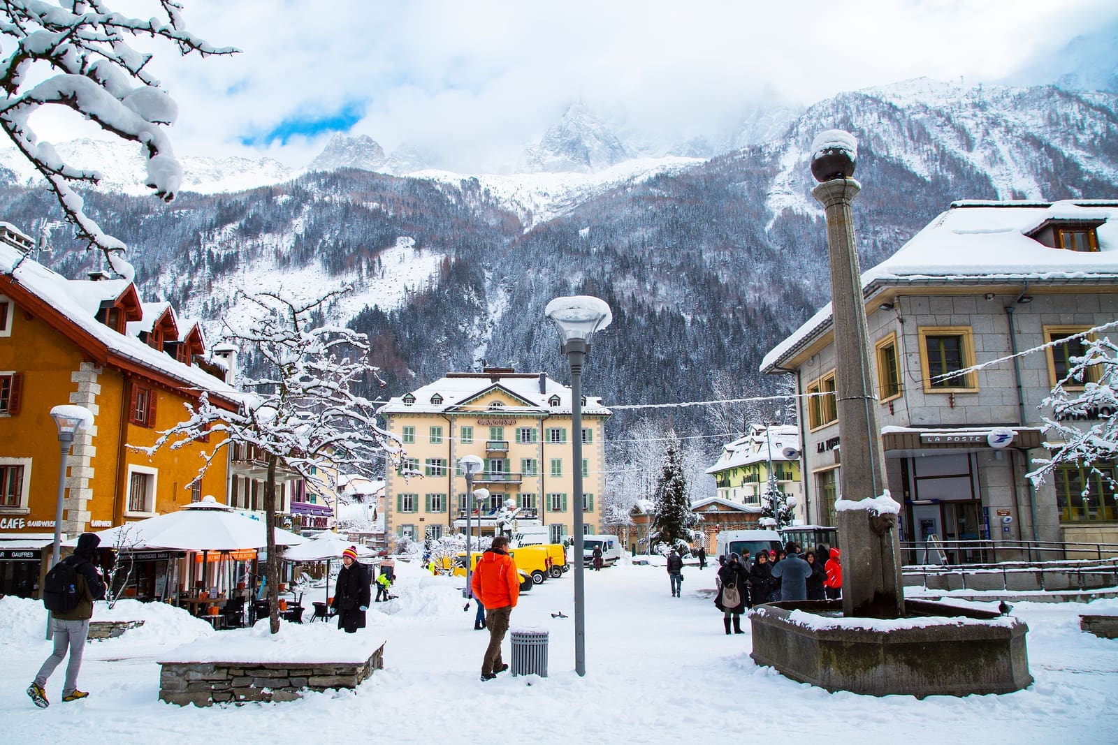 Street view in Chamonix town, French Alps