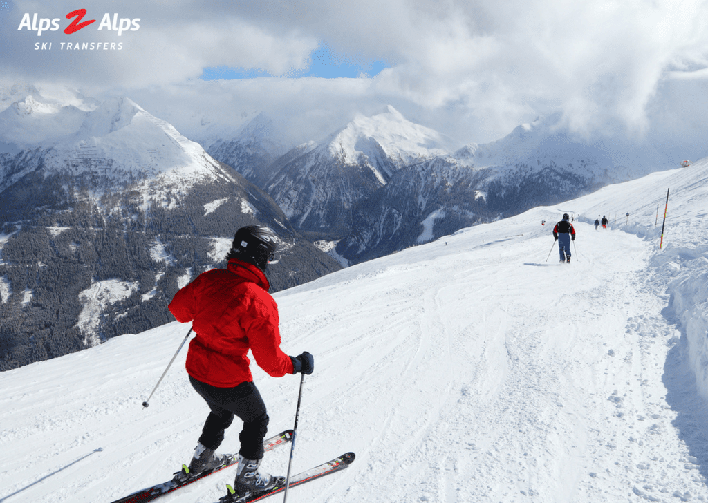 Learner skier skiing down the moutain