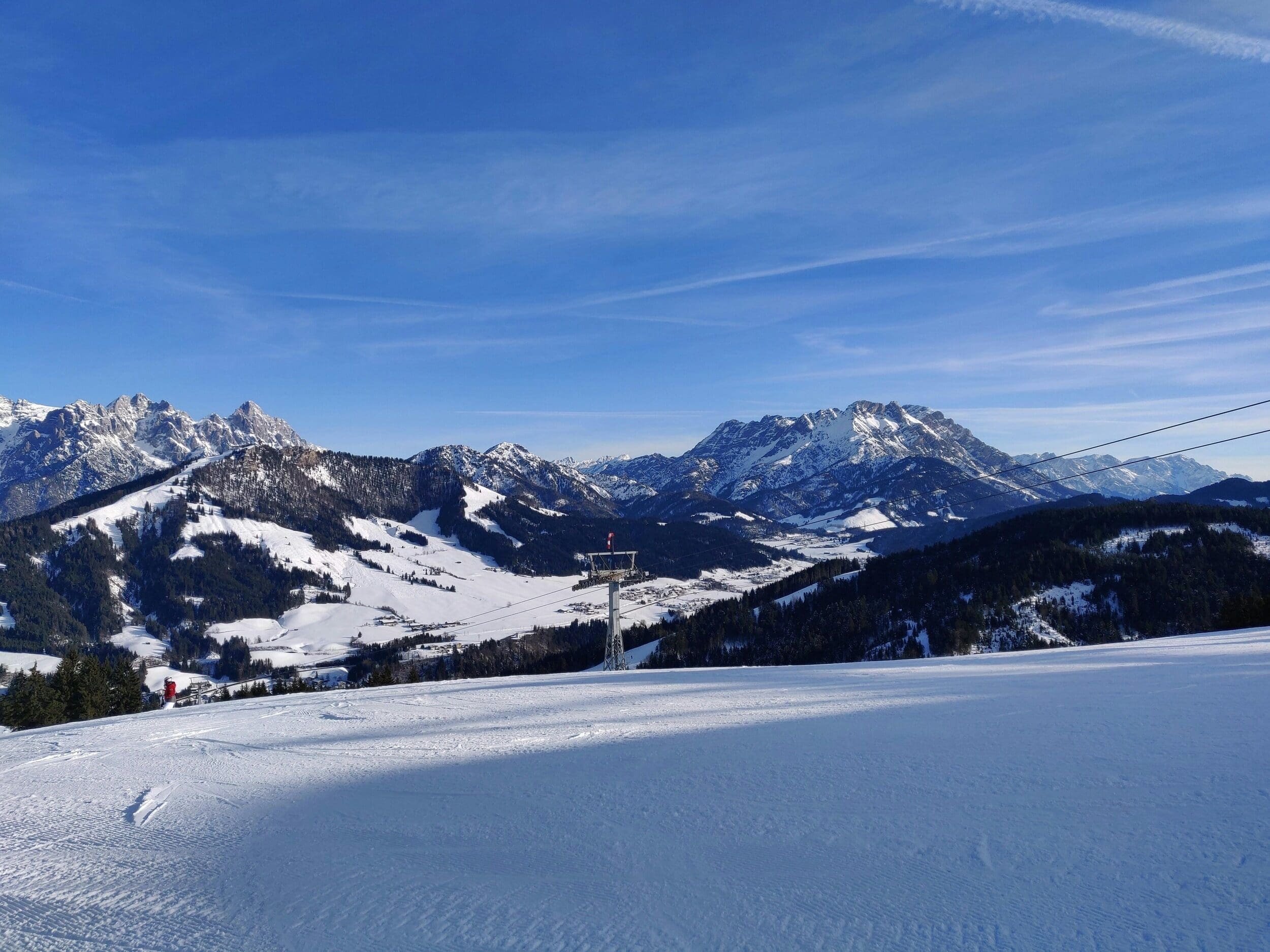 Sunny ski resort at Easter