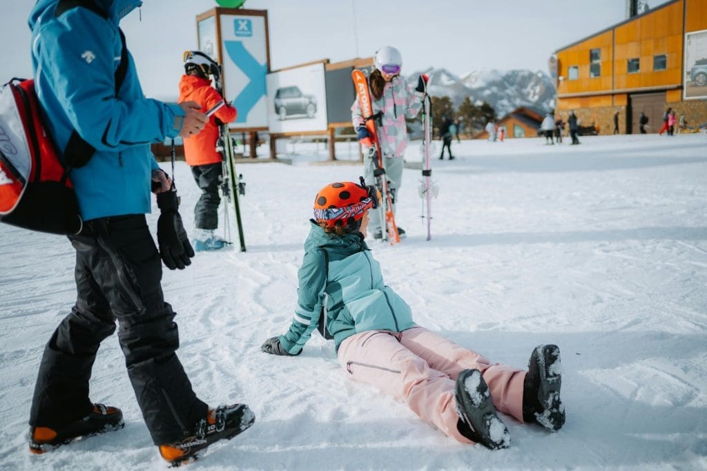 Families learning to ski in Flaine ski resort