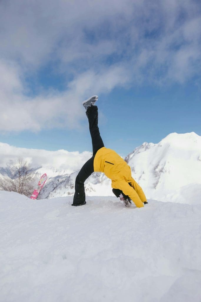 Yoga in the alpine snow