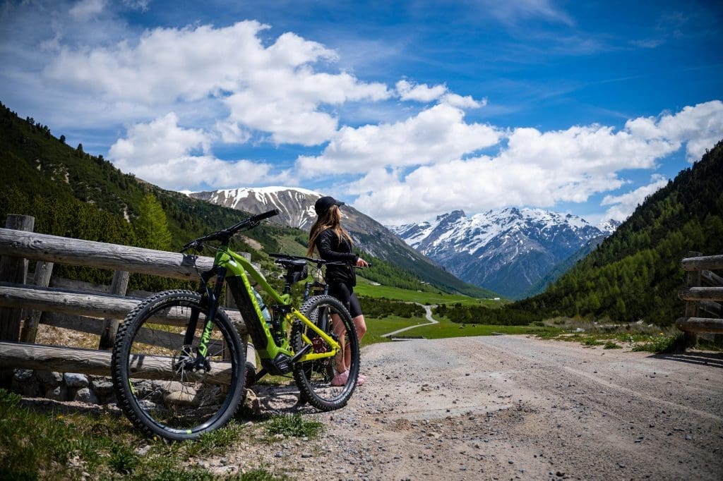 Cycling in the Alps during the summer