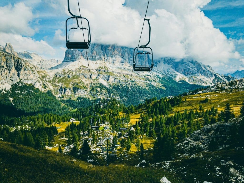 Chairlift in Cortina d'Ampezzo during the summer