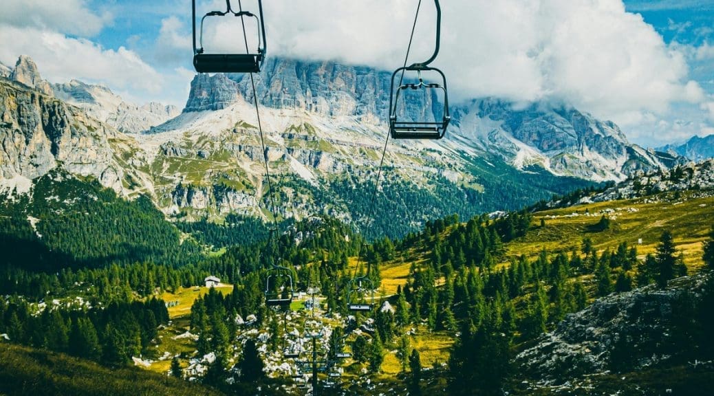Chairlift in Cortina d'Ampezzo during the summer