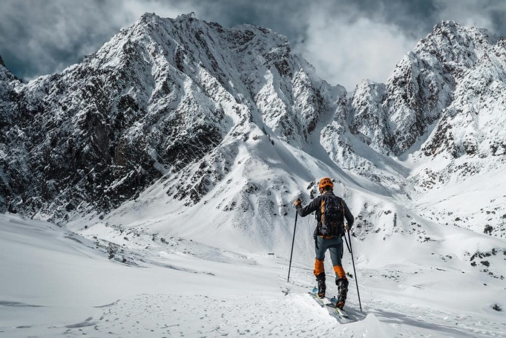 Skier exploring snowy mountain landscape in Bulgaria