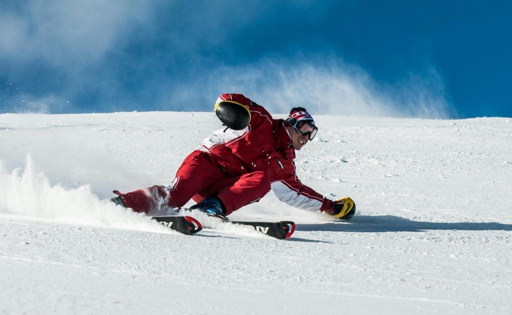 Skiing down the mountains in Bulgaria
